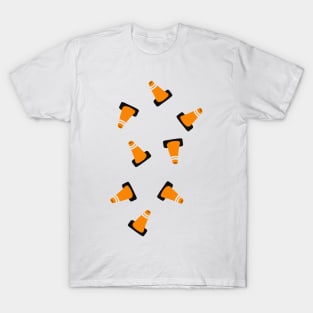 traffic cones on blue T-Shirt